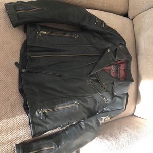 Leather motorcycle riding coat pokerun
